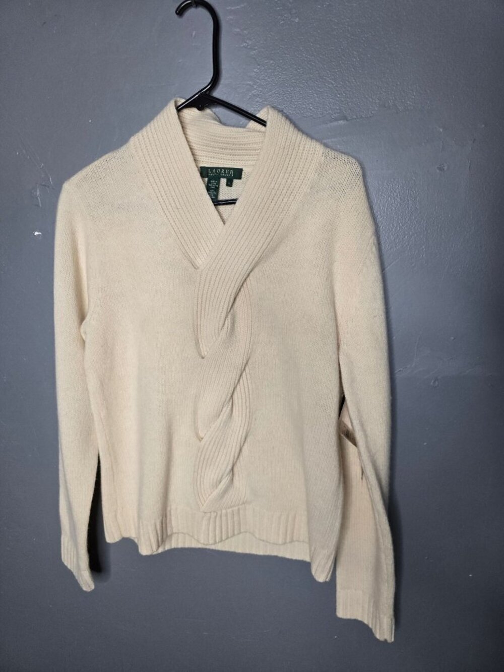Lauren Ralph Lauren Cream Old Money Timeless Sweater Large Wool - Picture 15 of 15